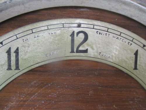 Beautiful Vintage The American Swiss Watch Co Cape Town British Made Mantel Clock With Key    1936