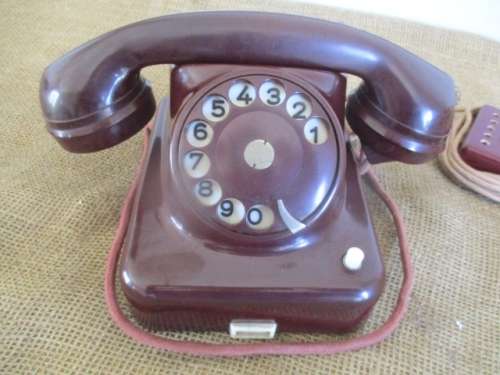 Beautiful Vintage Bakelite SK 1952 OPT W. Nr. 5760/1 Rotary Dail Telephone    Austria   Mid 1900's