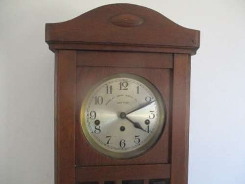 Beautiful Vintage The American Swiss Watch Co Cape Town Wall Clock With Key     Early 1900's