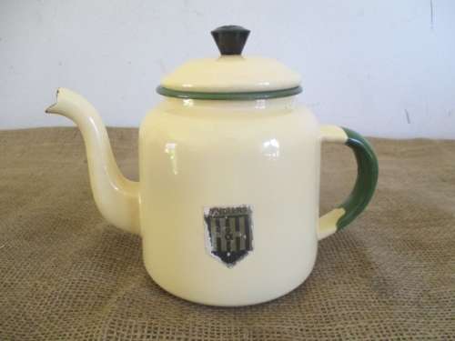 Lovely Vintage Old Fashioned Enamel Hendlers Tea Pot