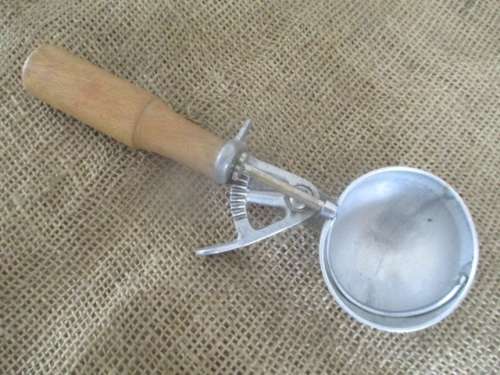 Two Rare Vintage Ice Scream Scoops  - One Metal & One An Old Fashioned Enamel