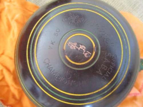 Beautiful Vintage Set Of Two Henselite Super-Grip 5" Championship Bowling Balls In Leather Bag