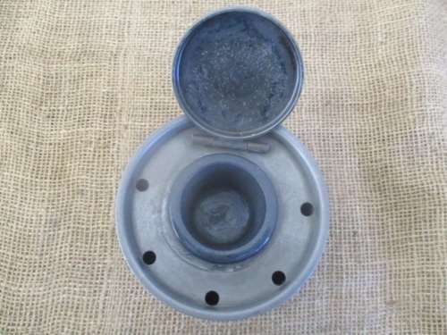 Very Rare And Complete Large Size Antique/Vintage Pewter Inkwell             Made In England