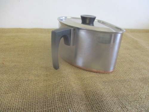 For Nickey's Bid Only -Vintage Pointerware Stainless Steel Triangular Cooking Pot With Copper Bottom