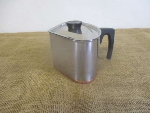 For Nickey's Bid Only -Vintage Pointerware Stainless Steel Triangular Cooking Pot With Copper Bottom