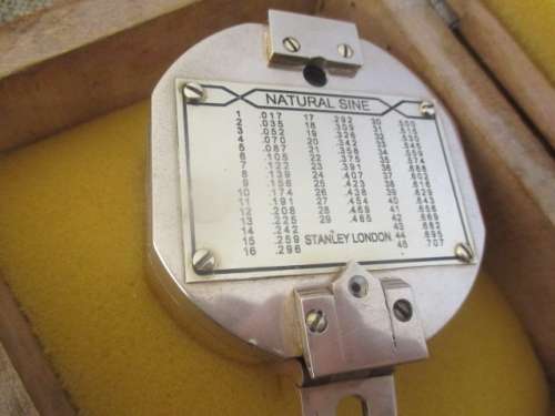 Beautiful Vintage Brass Stanley London Natural Sine Compass In LovelyTapped Wooden Box   +- 1940's