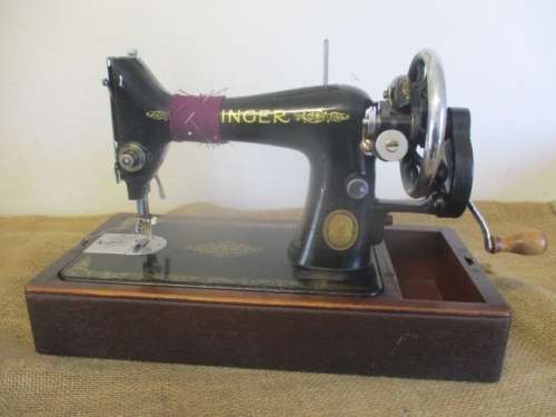 Characterful Vintage Singer Hand Cranked Sewing Machine In Original Case   #EG 856348    +- 1951