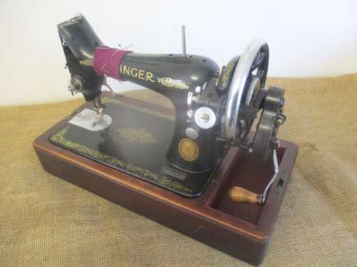 Characterful Vintage Singer Hand Cranked Sewing Machine In Original Case   #EG 856348    +- 1951