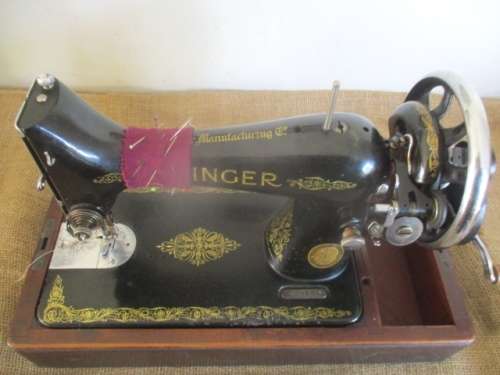 Characterful Vintage Singer Hand Cranked Sewing Machine In Original Case   #EG 856348    +- 1951