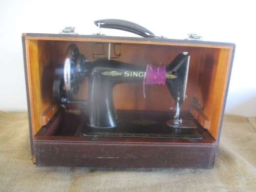 Characterful Vintage Singer Hand Cranked Sewing Machine In Original Case   #EG 856348    +- 1951