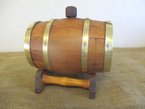 With Great Character...This Approx 1,5Lt Vintage Simonsvlei Oak Wine Barrel With Brass Tap & Straps