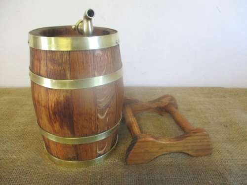 With Great Character...This Approx 1,5Lt Vintage Simonsvlei Oak Wine Barrel With Brass Tap & Straps