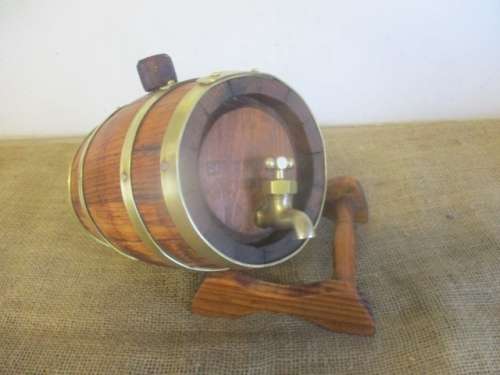 With Great Character...This Approx 1,5Lt Vintage Simonsvlei Oak Wine Barrel With Brass Tap & Straps