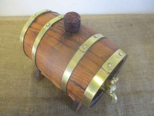 With Great Character...This Approx 1,5Lt Vintage Simonsvlei Oak Wine Barrel With Brass Tap & Straps