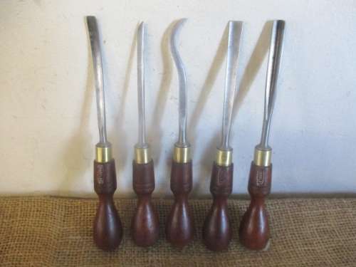 Five Very Beautiful Vintage Marples Wood Carving Chisels
