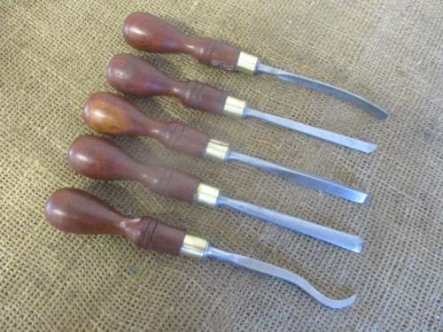 Five Very Beautiful Vintage Marples Wood Carving Chisels
