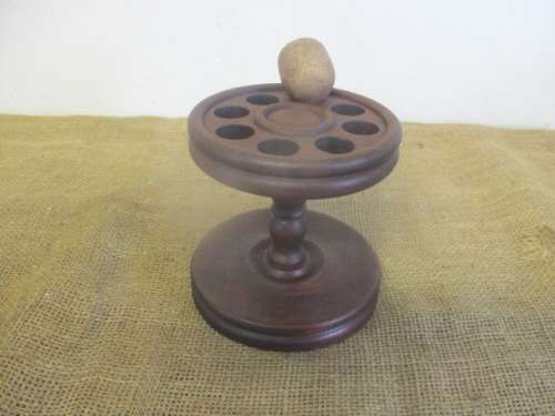Nice Vintage Wooden Eight Pipe Stand With One Lonely Single Smoking Pipe