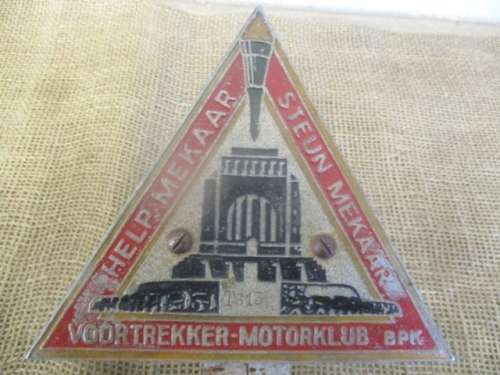 Ultra Super Rare....Highy Collectable Vintage Voortrekker-Motorklub Bpk #T613 Badge