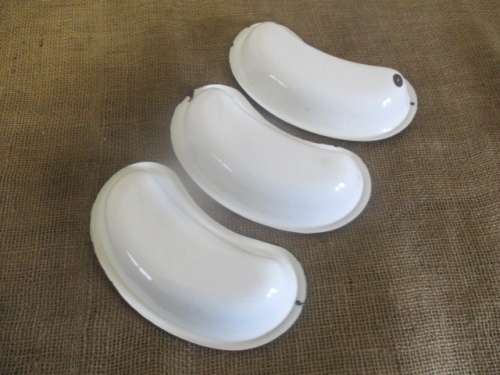 The Three Most Beautiful Old Fashioned Enamel Kidney Shaped Medical Bowls
