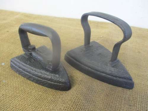 Two Retired Genuine Antique Cast Iron Sad Irons         1800`s