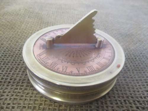 Very Rare...This Cute Vintage Solid Brass Gilbert Sundial Compass With Time Reader