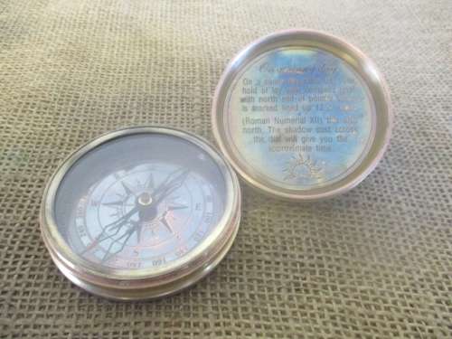 Very Rare...This Cute Vintage Solid Brass Gilbert Sundial Compass With Time Reader