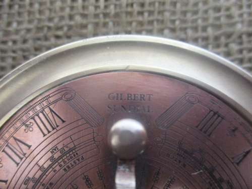 Very Rare...This Cute Vintage Solid Brass Gilbert Sundial Compass With Time Reader