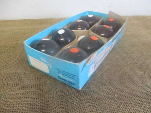 Beautiful Vintage "Henselite" Junior Biased Carpet Bowls Set                Approx 1960's