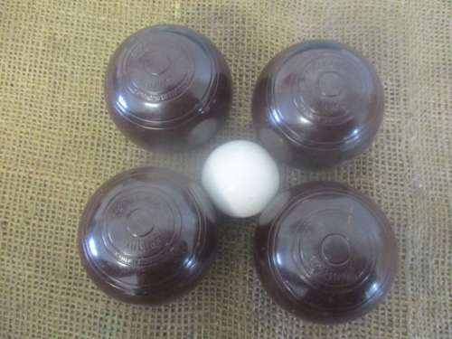 Beautiful Vintage "Henselite" Junior Biased Carpet Bowls Set                Approx 1960's