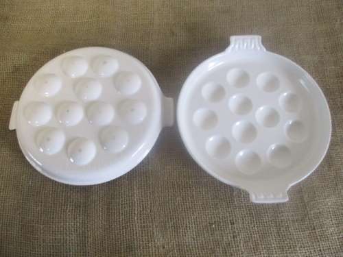 Four Rare And Beautiful Vintage Le Creuset Enameld Cast Iron 12 Hole Snail/Mussel Plates   France