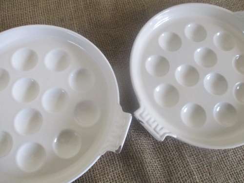 Four Rare And Beautiful Vintage Le Creuset Enameld Cast Iron 12 Hole Snail/Mussel Plates   France