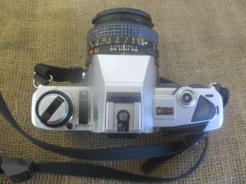 Vintage Minolta X-300 SLF 35mm Camera With Attached Minolta MD  50mm  1: 1.7 Lens Plus Accessories