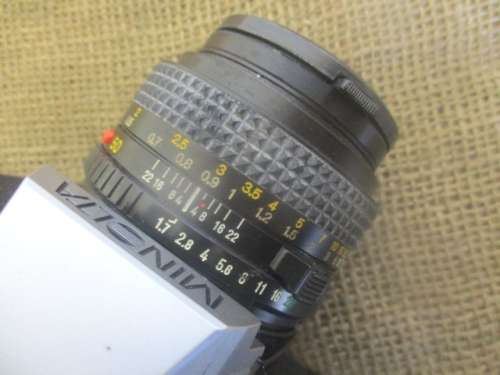 Vintage Minolta X-300 SLF 35mm Camera With Attached Minolta MD  50mm  1: 1.7 Lens Plus Accessories