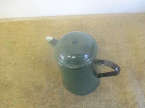 Beautiful Large Green Old Fashioned Enamel Coffee Pot
