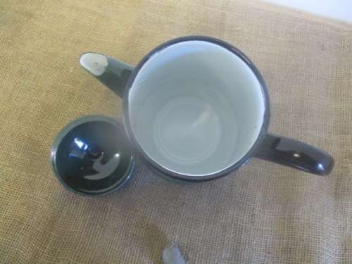 Beautiful Large Green Old Fashioned Enamel Coffee Pot