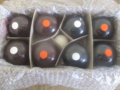 Lovely Vintage "Henselite" Junior Biased Carpet Bowls Set                Approx 1960's