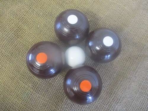 Lovely Vintage "Henselite" Junior Biased Carpet Bowls Set                Approx 1960's
