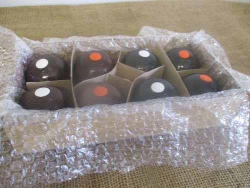 Lovely Vintage "Henselite" Junior Biased Carpet Bowls Set                Approx 1960's