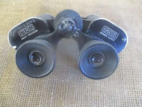 Vintage Stereo Kratos 8 X Military Binocular In Original Leather Case     French