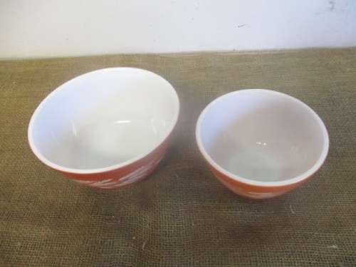 For Analda's Bid Only - Two Viintage Pyrex No`s 401 and 402 Autumn Harvest Mixing Bowls
