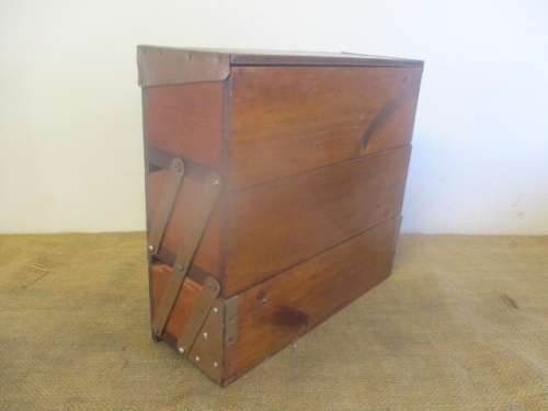 Lovely Vintage Wooden Wall Mount Sewing Box With Some Sewing Goodies