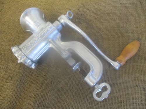 Excellent And Complete Vintage Cast Iron No 5 Husqvarna Reliance Meat Mincer      Made In Sweden