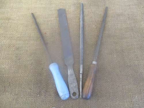 Nice Collection Of Four Round, Flat And Square Steels Nice Files
