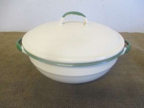 For Lorna's Bid Only - Nice Large Vintage Old Fashioned Enamel Lidded Dish