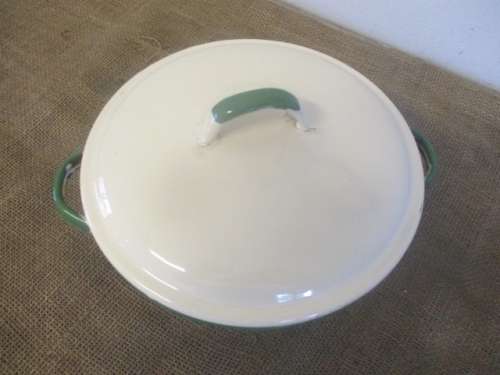 For Lorna's Bid Only - Nice Large Vintage Old Fashioned Enamel Lidded Dish