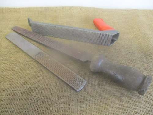 Stanley Sunform 107A Plane File And Two Hand-Cut Carpenters Rasps