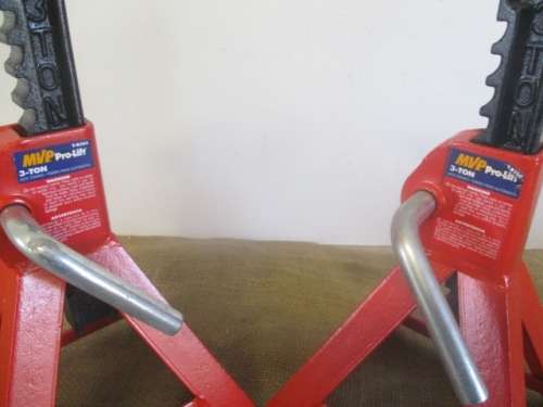 A Nice Set Of Real Sturdy MVP Pro-Lift Model T-9360 3 ton Heavy Duty Jack Stands