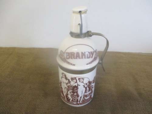 Elegent Vintage Glazed Ceramic Brandy Bottle        1 Liter