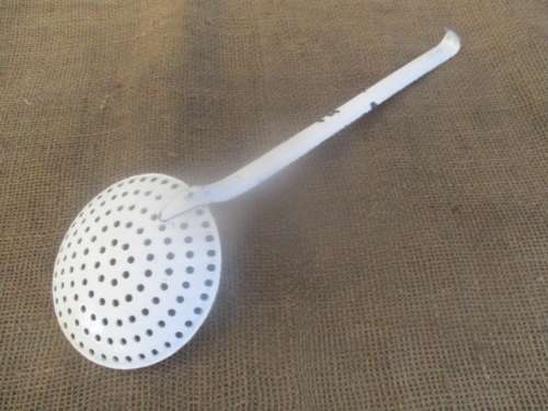 For Lorna's Bid Only - Beautiful Vintage Old Fashioned Enamel Skimmer Ladle