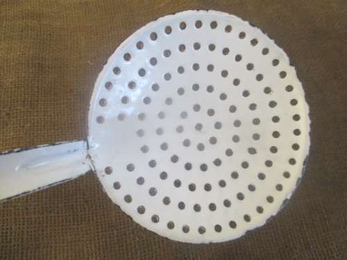 For Lorna's Bid Only - Beautiful Vintage Old Fashioned Enamel Skimmer Ladle